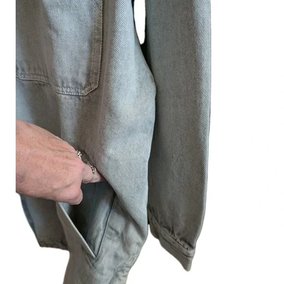 Free People Madison City Denim Jacket XL Frosted Earth Oversized Cotton Boho NWT - Picture 5 of 15